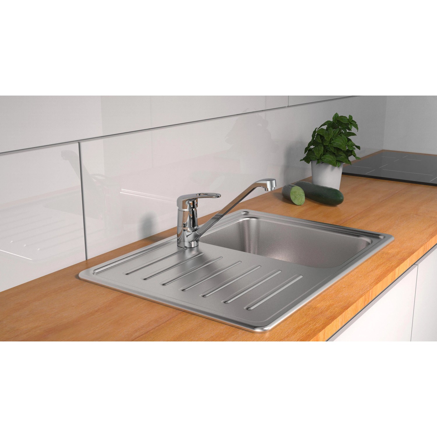 Schütte Design Spültischarmatur Grande Chrom auf Spüle montiert.