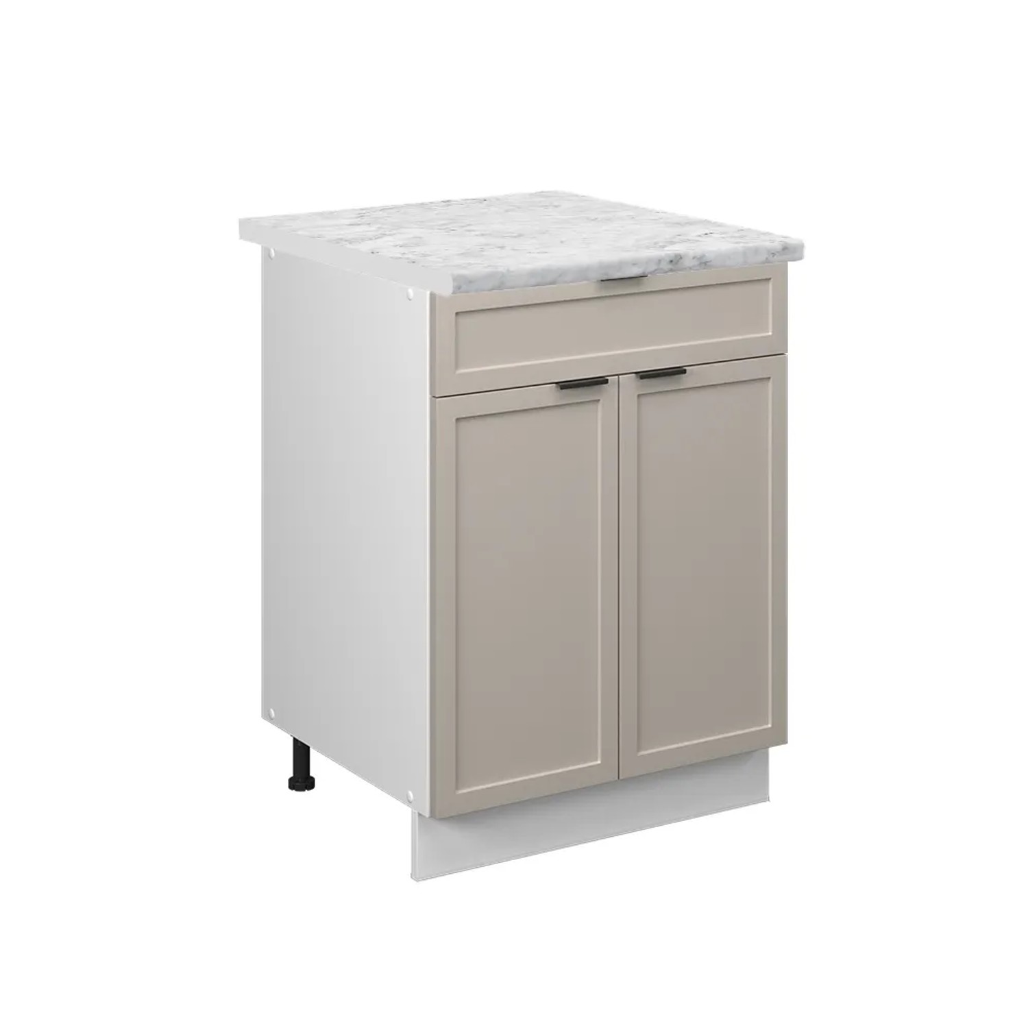 Vicco Küchenunterschrank Fame-Line GrauBeige 60 cm mit Schublade AP Marmor günstig online kaufen