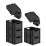 PROREGAL Sparset: 5 schwarze Euroboxen Nextgen Grip mit Deckel, 20 Liter, offene Griffe.