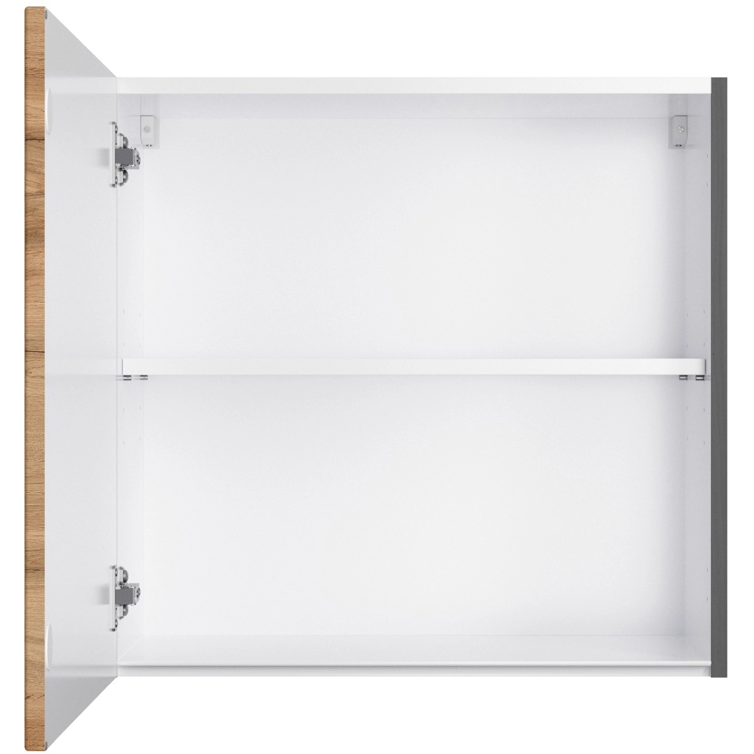 Offener Held Möbel Küchen-Hängeschrank Turin, 60 cm, Wotaneiche/Graphit, mit Einlegeboden.