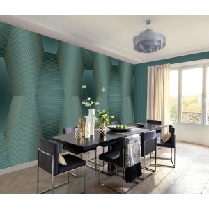 Erismann Fototapete Guido Maria Kretschmer Orion Petrol, 4x2,7m, mit 3D-Effekt im Esszimmer.