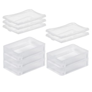 SuperSparSet: 5 transparente Eurobehälter BasicLine mit Klickdeckel, 2,9 Liter. Aufbewahrungsboxen für Lagerung und Transport.