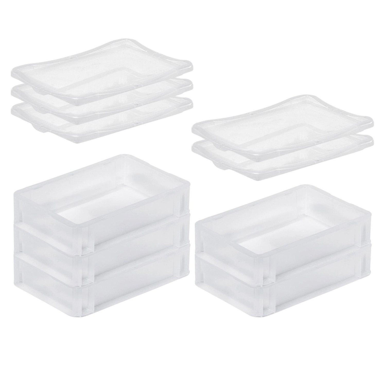 SuperSparSet 5 x Transparenter Eurobehälter BasicLine Mit Geschlossenem Griff und Klickdeckel HxBxT 7 x 20 x 30 cm 2,9 L...