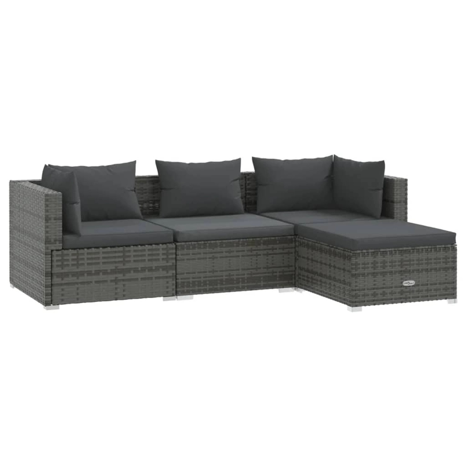 vidaXL 4-tlg Garten-Lounge-Set mit Kissen Poly Rattan Grau Modell 10 günstig online kaufen