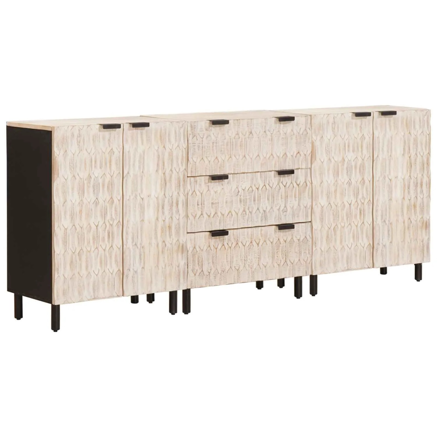 vidaXL Sideboard 3 Stk Weiße Gewaschene Oberfläche 180 x 33 x 75 cm 3310029 günstig online kaufen
