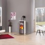 Hark Küchenofen Keramik Weiß 5 kW mit Automatik im Wohnraum mit Möbeln.