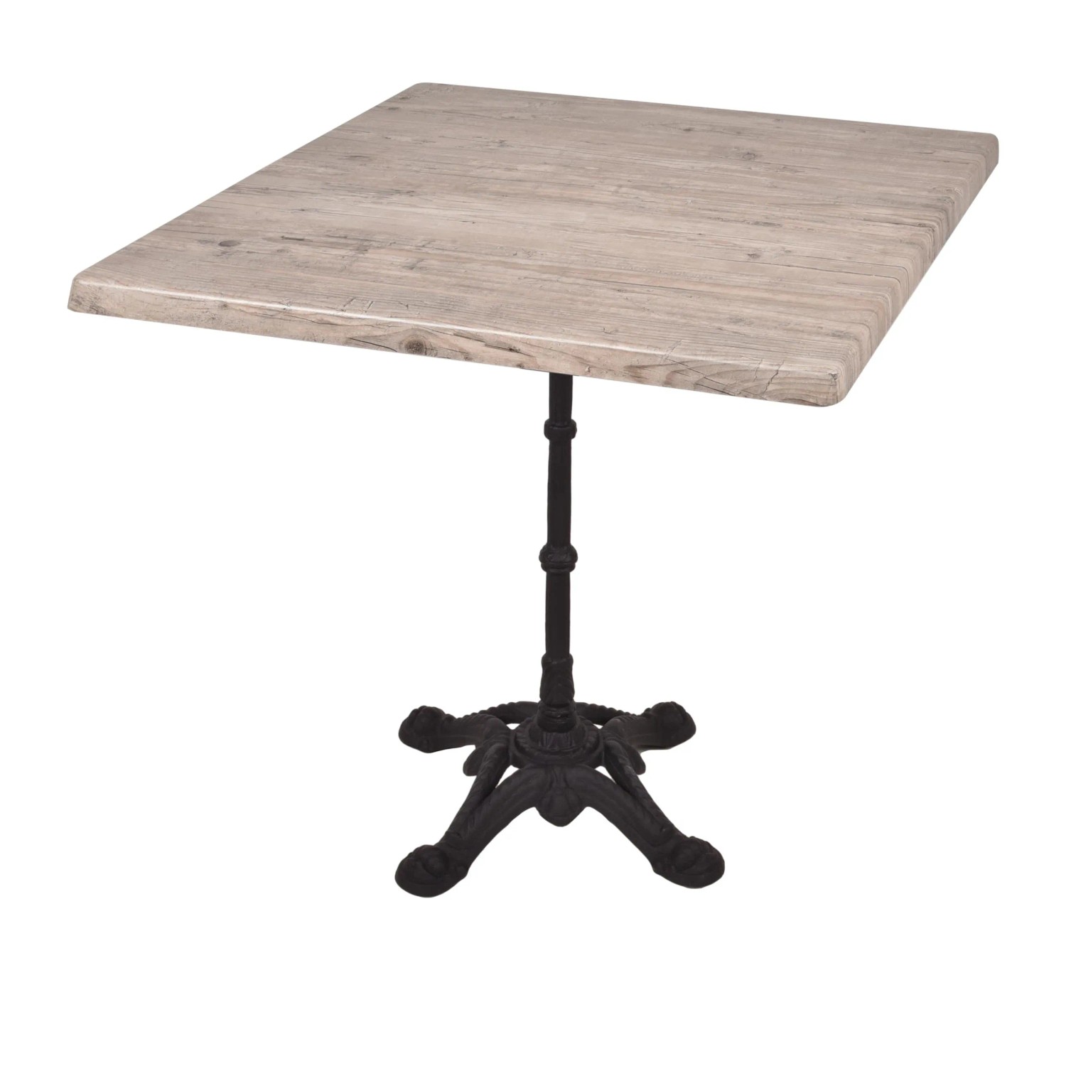 DELUKE Bistrotisch KOLLIN 80x80cm Quadratisch Hellbraun Holz Cafétisch Bartisch Gartentisch Outdoor-Esstisch