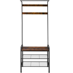Tectake Garderobenständer Wichita Industrial Style Holz und Stahl  73 50 x 36 x 184 cm Industrial Holz Dunkel  Rustikal