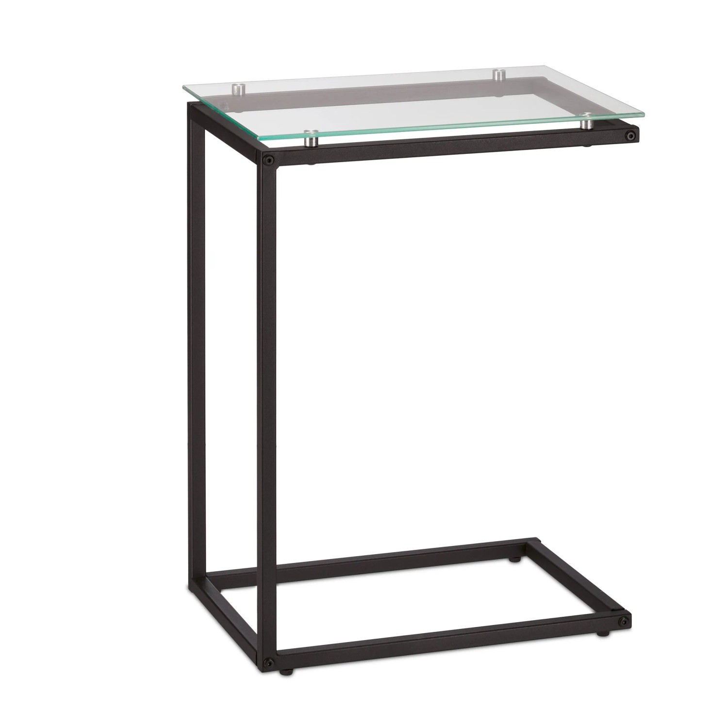 Relaxdays Beistelltisch Glas Metall Schwarz 61 cm x 30 cm x 45 cm 3,9 kg