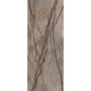Hochglanz Duschrückwand im Design Marmor-Kastanie, 255x100 cm. Dekorativer Fliesenersatz für die Dusche.