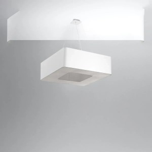Weißer Sollux Lighting Kronleuchter Urano 60, quadratische Hängeleuchte für Wohnzimmer & Schlafzimmer.