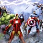 Bunte Marvel Avengers Fototapete mit Iron Man, Hulk, Thor und Captain America.
