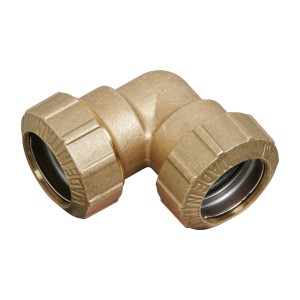 90 Grad Winkelstück aus Messing für 32 mm PE-Rohr (1 1/4 Zoll) für Kaltwassersysteme.