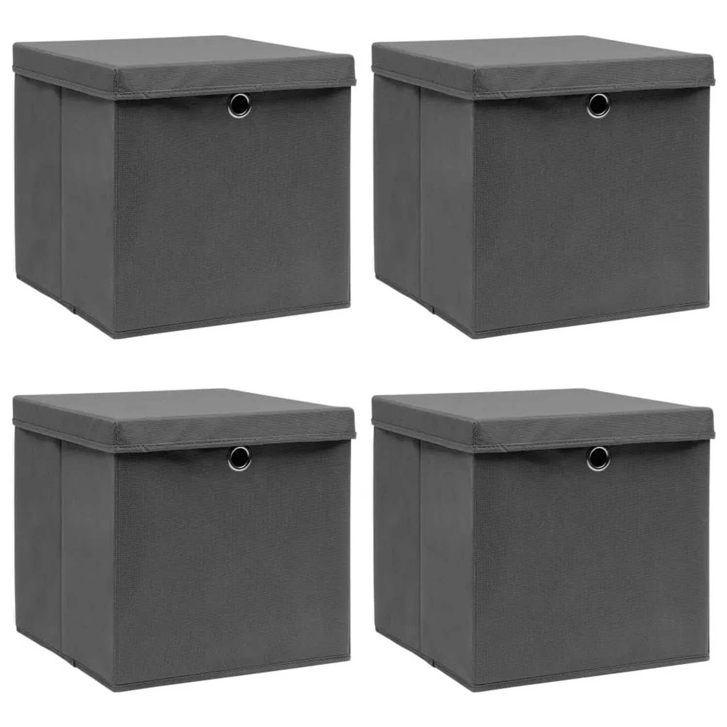 vidaXL Aufbewahrungsboxen mit Deckeln 4 Stk Grau 32x32x32 cm Stoff 288335