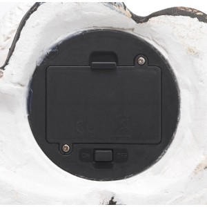 Detailansicht Batteriefach des Weihnachtsmanns mit Rentier (32cm) Weihnachtsdeko.