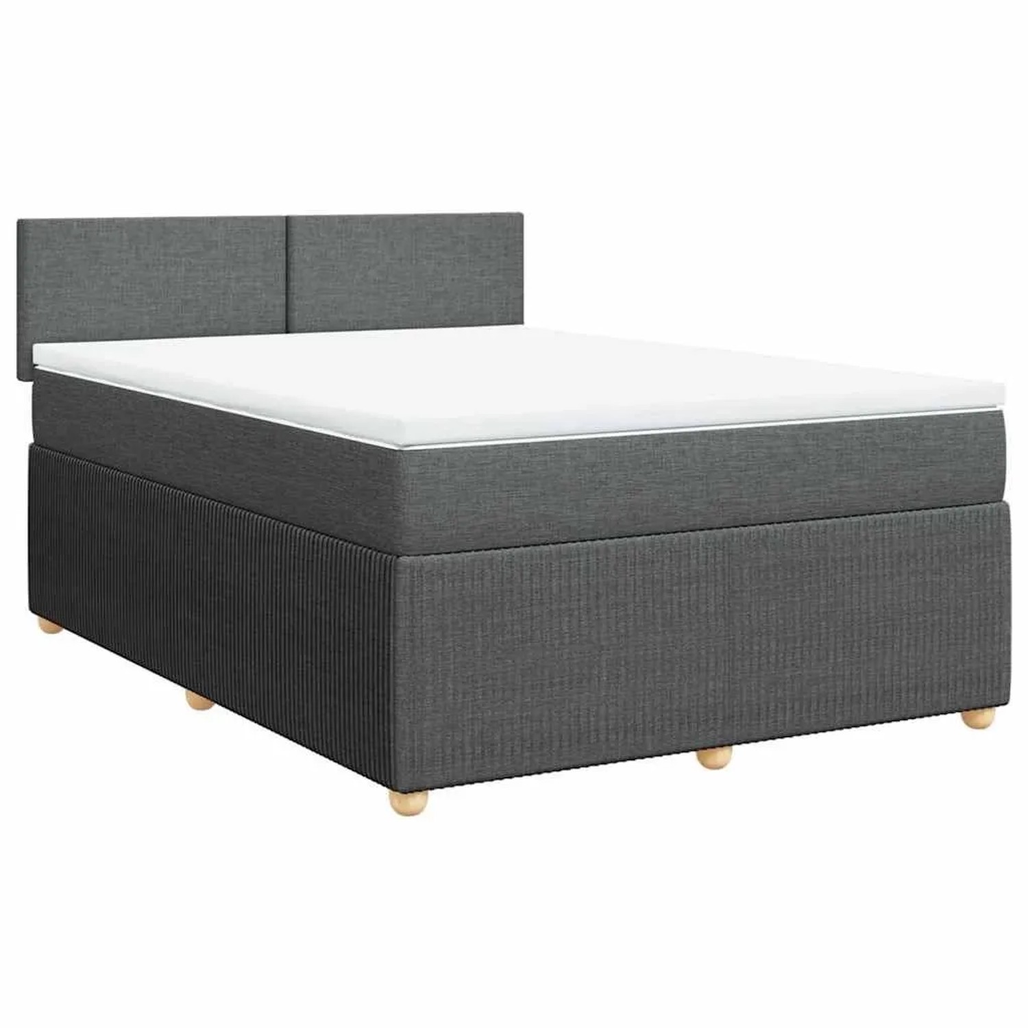 vidaXL Boxspringbett mit Matratze Dunkelgrau 160x200 cm Stoff 3289801
