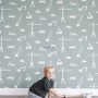 ESTAhome Vliestapete mit Fahrzeugen in Mintgrün im Kinderzimmer.