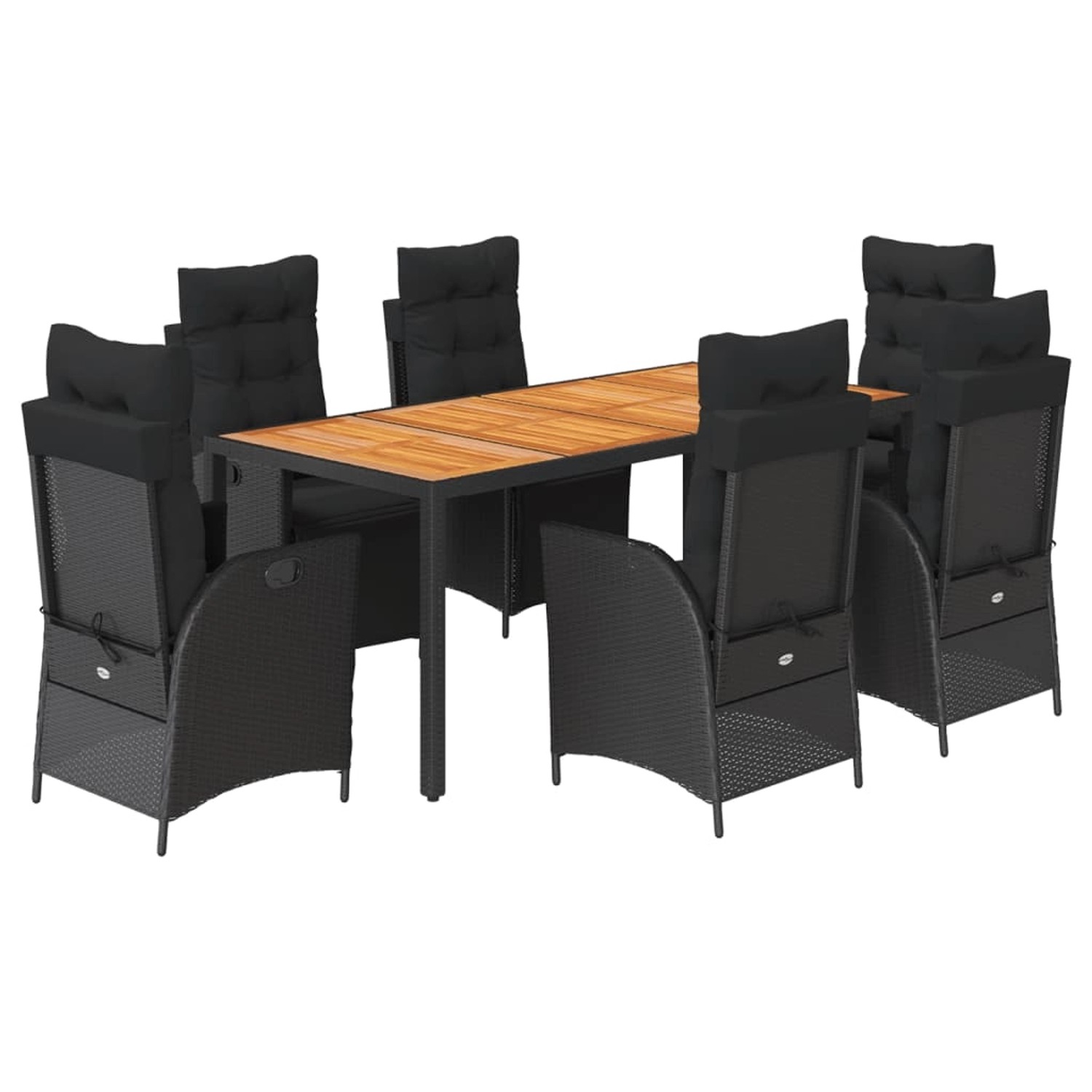 vidaXL 7-Tlg Garten-Essgruppe mit Kissen Schwarz Poly Rattan 3213342 günstig online kaufen