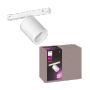 Weißer Philips Hue LED-Spot Perifo für Schienensystem, Erweiterung mit Verpackung.