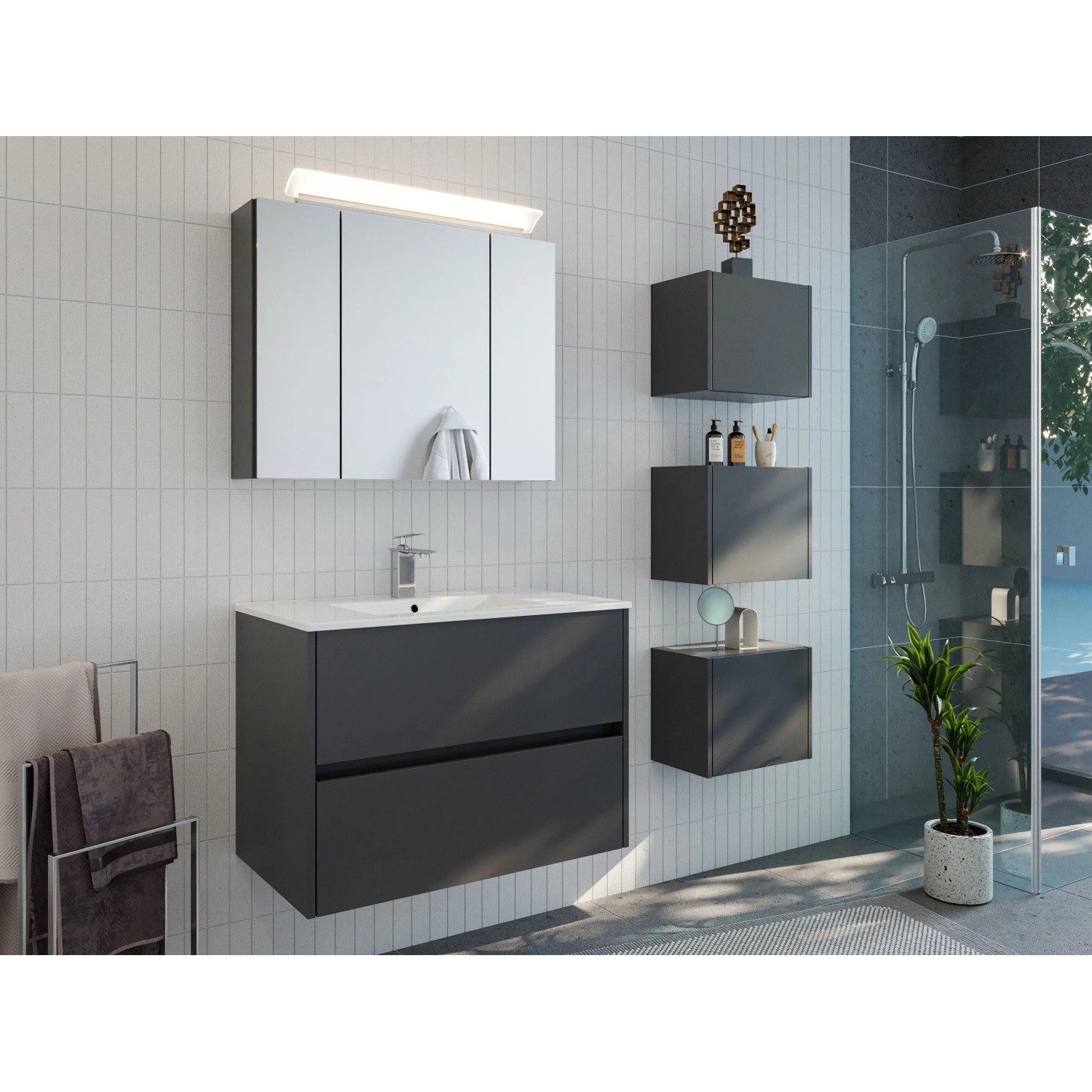 Posseik Badmöbelset Limes 80 cm Grafit