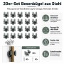 20 Wiltec Gerätehalter aus Stahl, Wandhalterung für Besen und Werkzeuge, mit Schrauben. Klemmhalter für Stiele bis 40mm, 4kg.