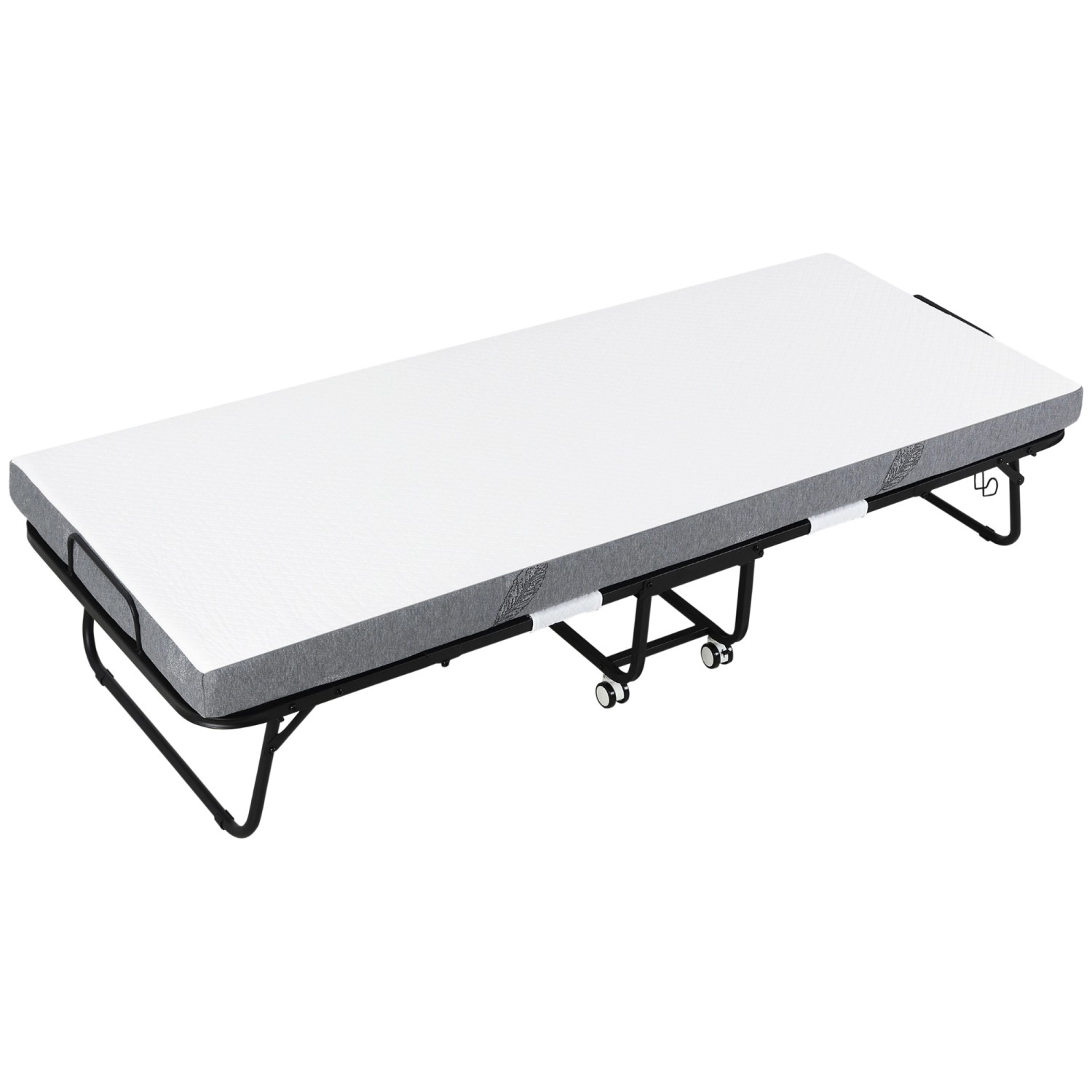 HOMCOM Klappbett mit Rollen Stahl Schaumstoff Weiß Schwarz 200 x 80 x 42,5 günstig online kaufen