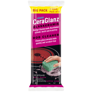 abrazo CeraGlanz Schwämme für Glaskeramik, 4 Stück. Reinigt Kochfelder schnell und kratzfrei.