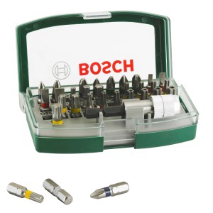 Bosch Bit Set, 32-teilig, mit farbcodierten Schrauberbits und magnetischem Universalhalter.