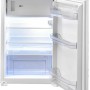 Offener, weißer Respekta Einbaukühlschrank mit Gefrierfach, Teil der Küchenzeile KB280ESGC.