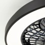Schwarze LED-Deckenleuchte Mazzaro mit Ventilator, Ø 48,5 cm.