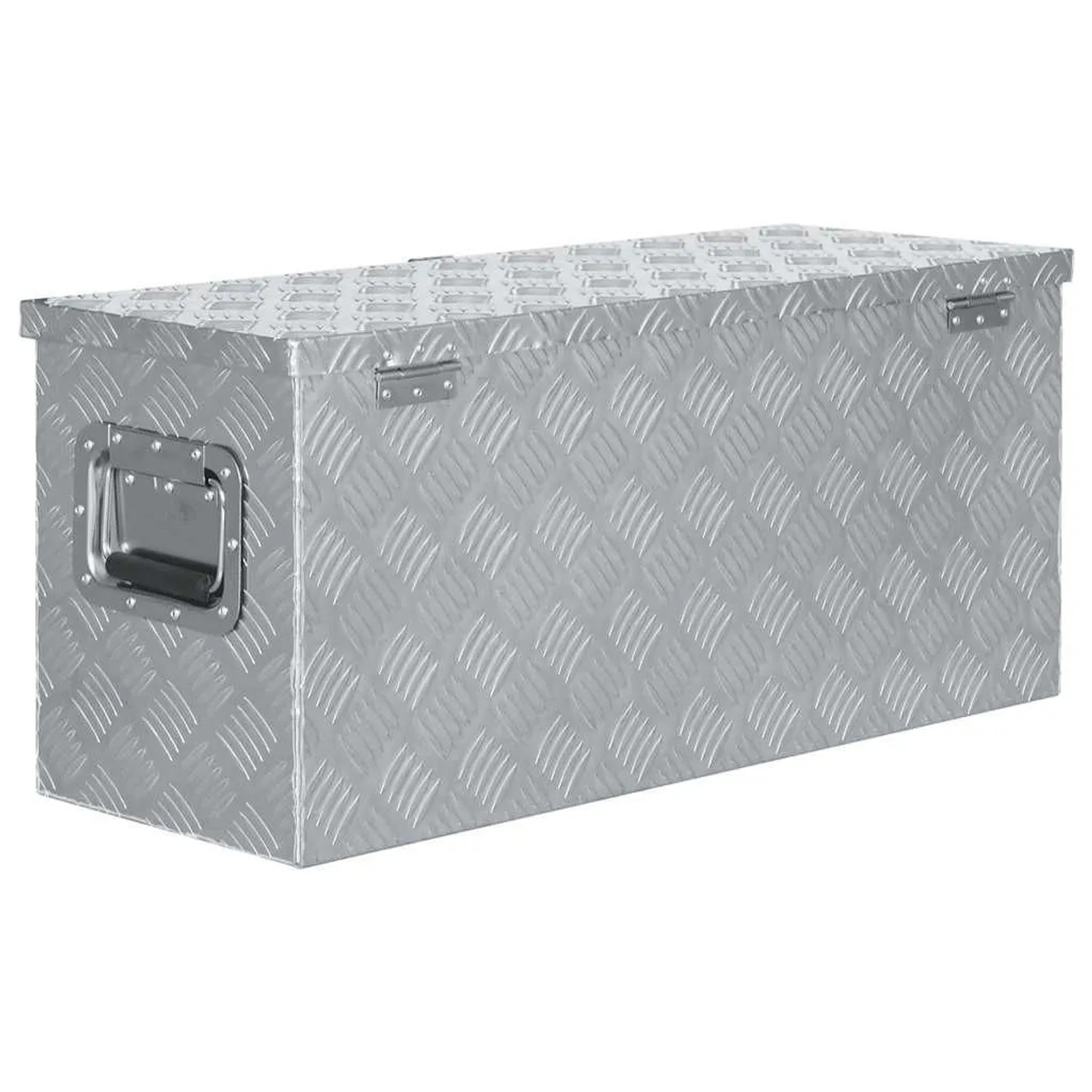 DELUKE Aluminiumbox Mit Deckel Abschließbar Alubox Deichselbox Alu Anhängerbox Werkzeugkiste Transportbox Metallkiste 80x30x35cm Silber_4