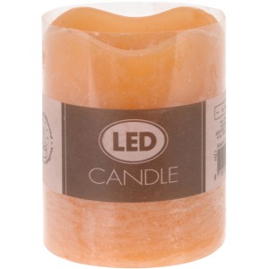 LED Kerze in Pfirsichfarbe, flackernd, 9x7x7 cm. Dekorative Beleuchtung für Innenräume.