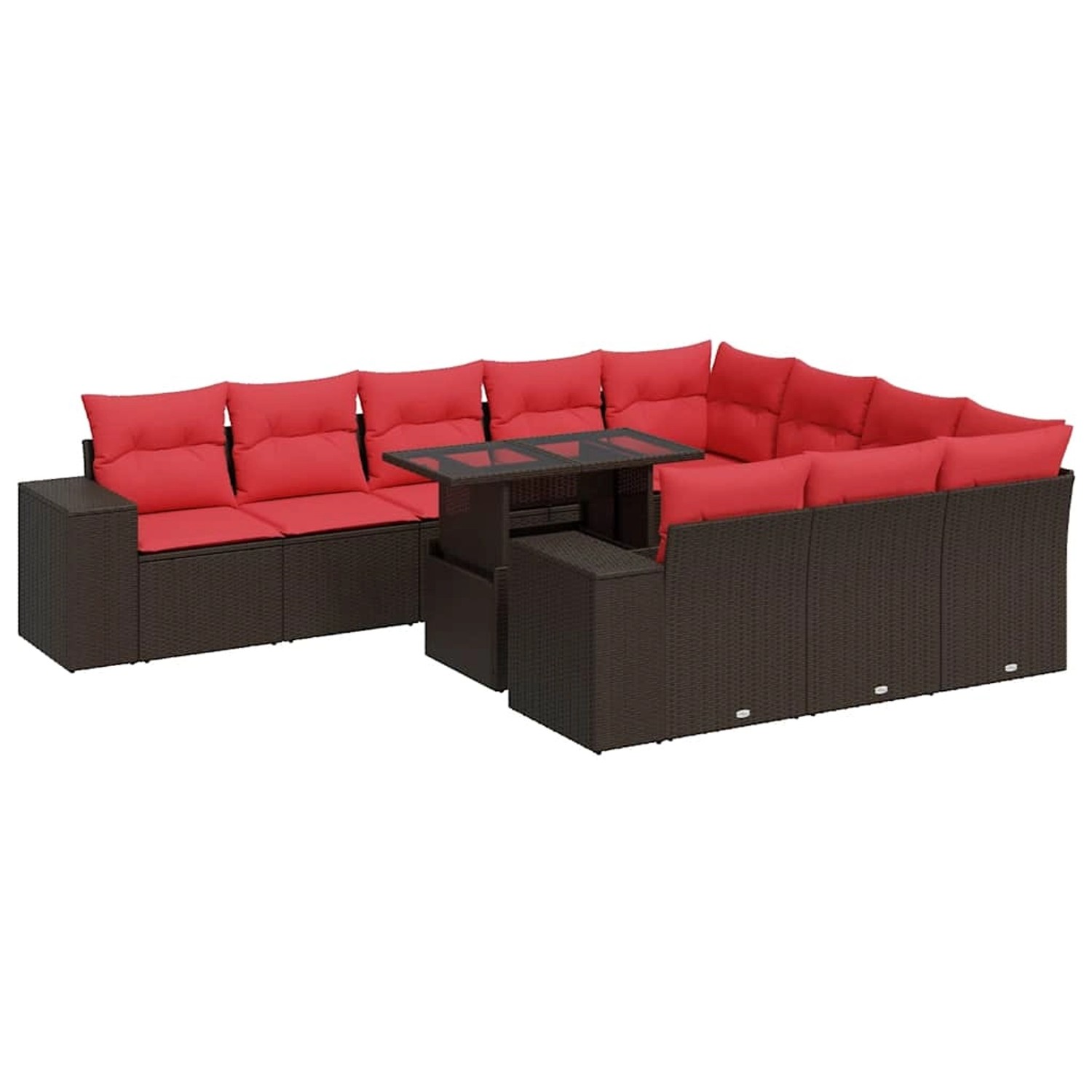 vidaXL 11-Tlg Garten-Sofagarnitur mit Kissen Braun Poly Rattan Akazie 33268 günstig online kaufen
