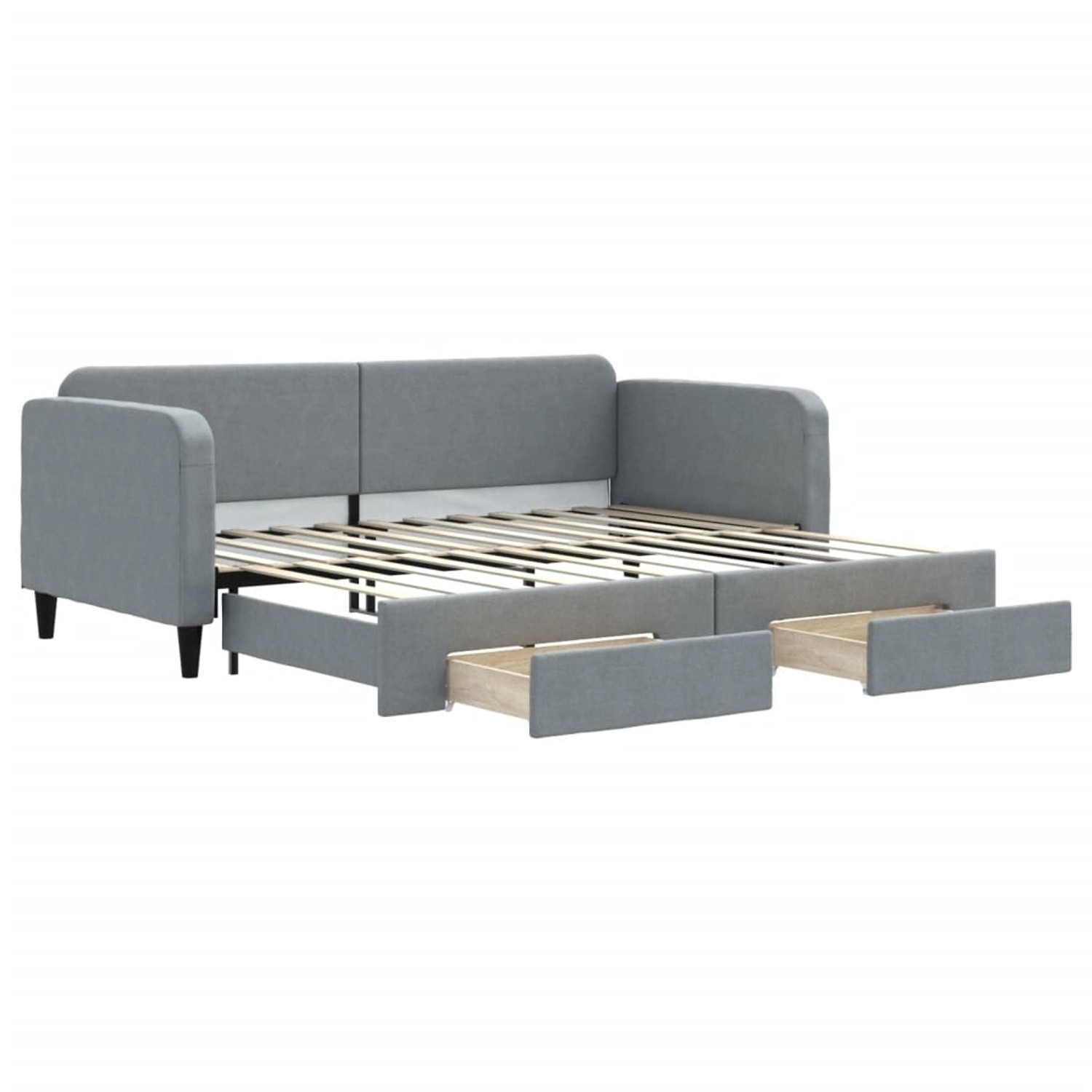 vidaXL Tagesbett Ausziehbar mit Schubladen Hellgrau 90x200 cm Stoff 3196852 günstig online kaufen