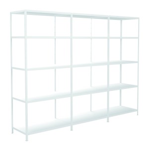 Weißes Schulte Steckregal, Grund- und Anbauregale, 200x360x50 cm, mit 15 Böden.