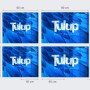 Tulup Herdabdeckplatten Set, 2 Glasplatten (40x52, 30x52 cm) mit blauem Federdesign.