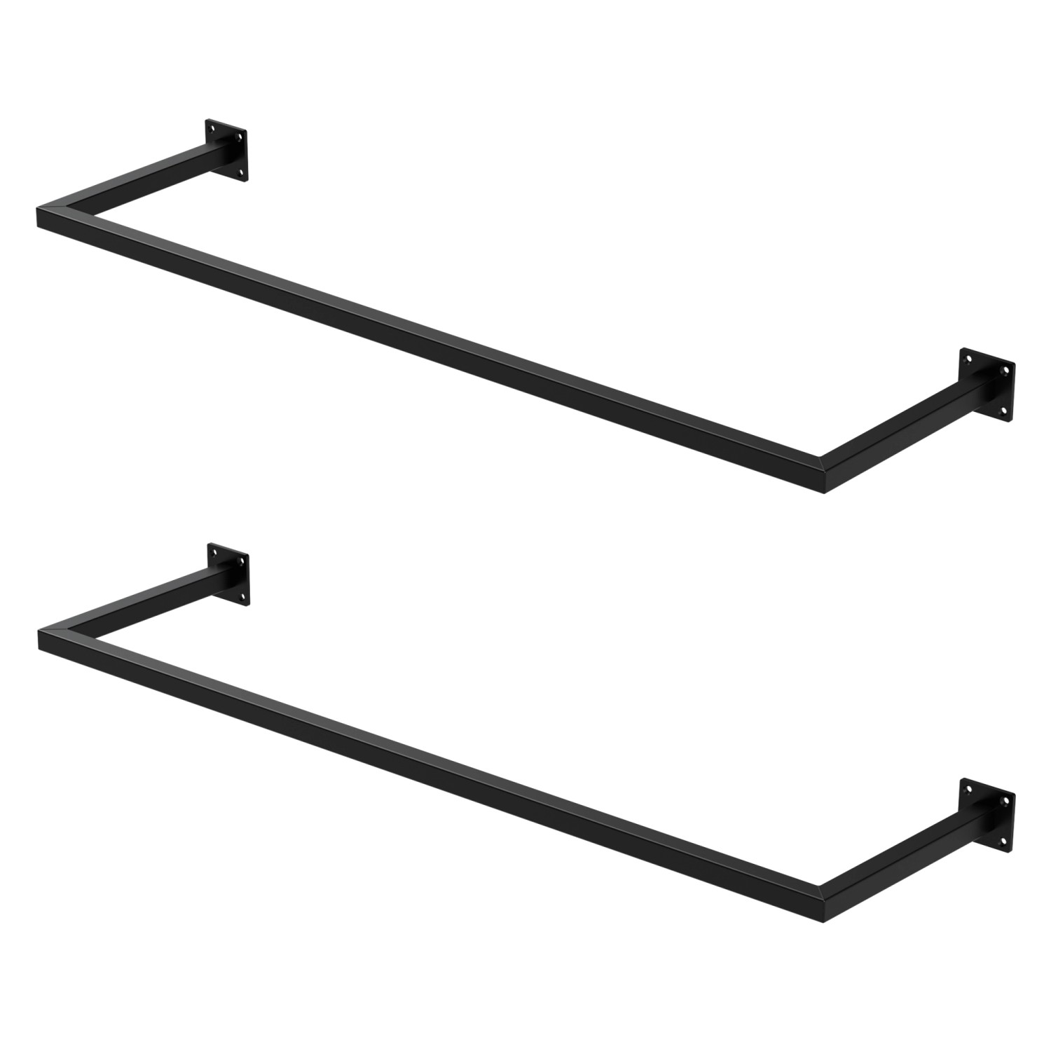 ML-Design 2Er Set Wand Kleiderstange Rechteck 30x110cm Schwarz Stahl
