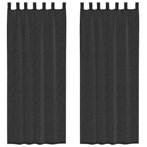 vidaXL Voile Vorhänge mit Lasche 2 Stk Schwarz 4102260
