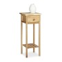 Schmaler Relaxdays Telefontisch aus Walnuss mit Schublade und Ablage, 60x25x25 cm.