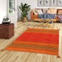 Handgewebter Kelim Teppich Navarro in Terrakotta, 70x140 cm. Naturteppich mit Fransen.