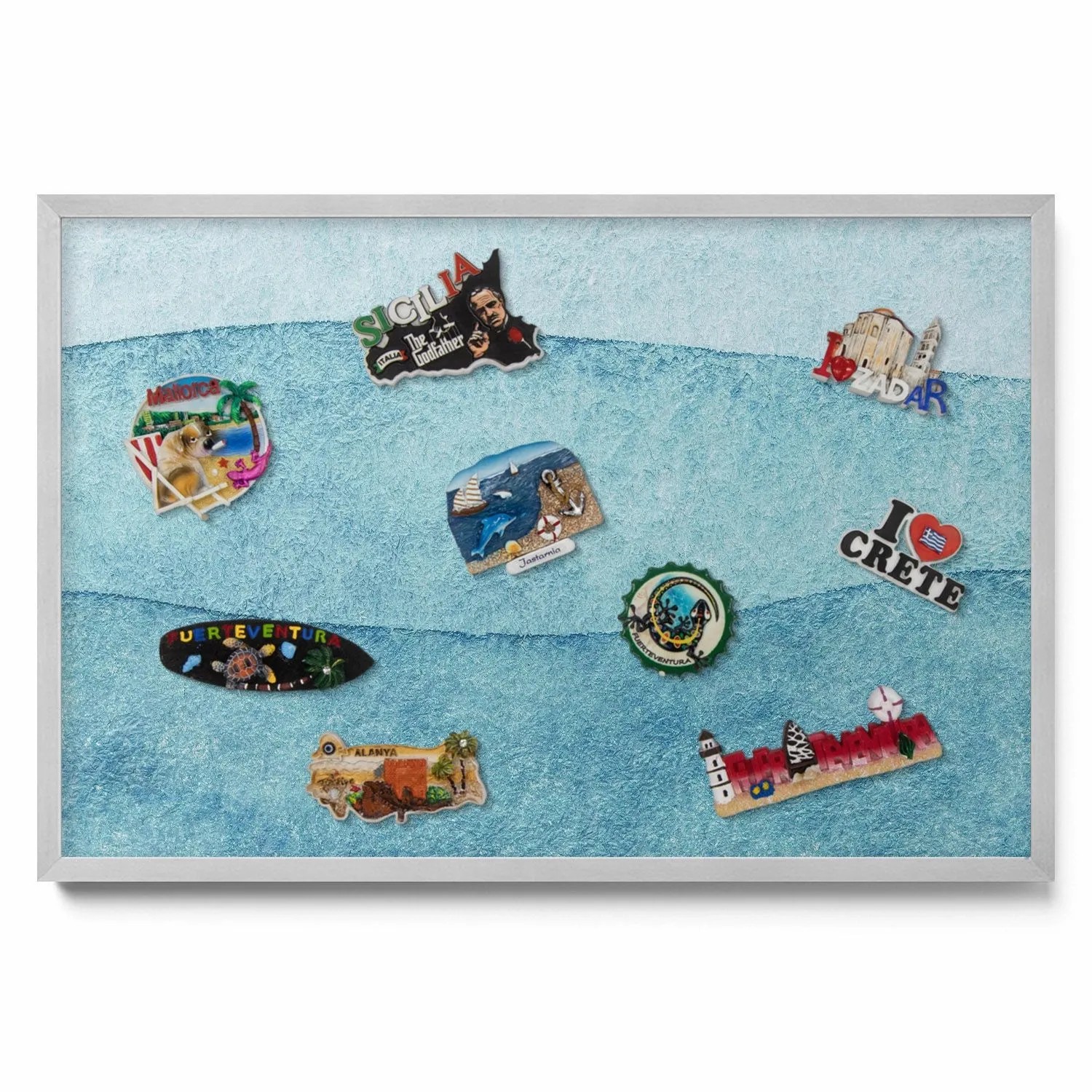 Tulup Magnettafel Dekoratives Magnetboard aus Metall Aquarell Blaue Wellen günstig online kaufen