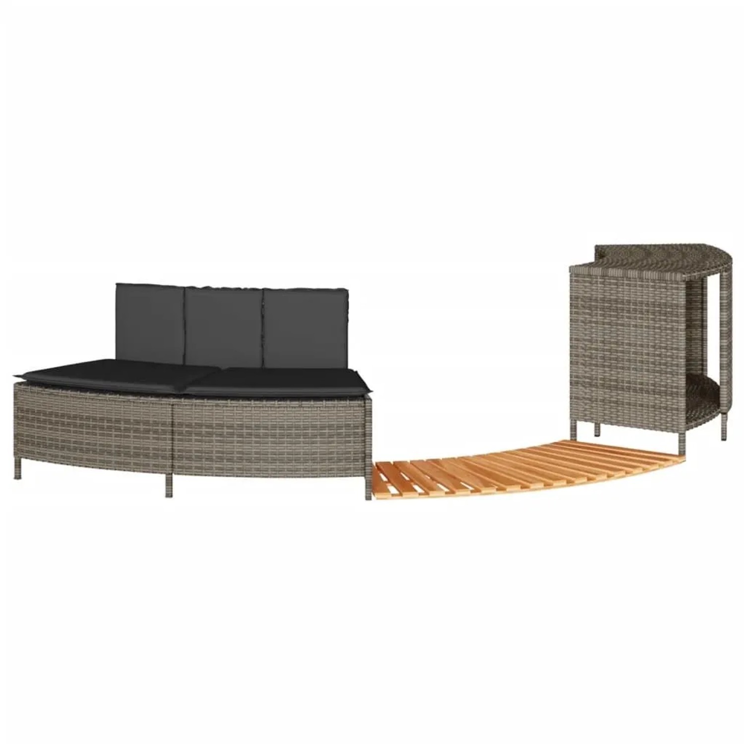 vidaXL Whirlpool-Umrandung Grau Poly Rattan und Massivholz Akazie 365613