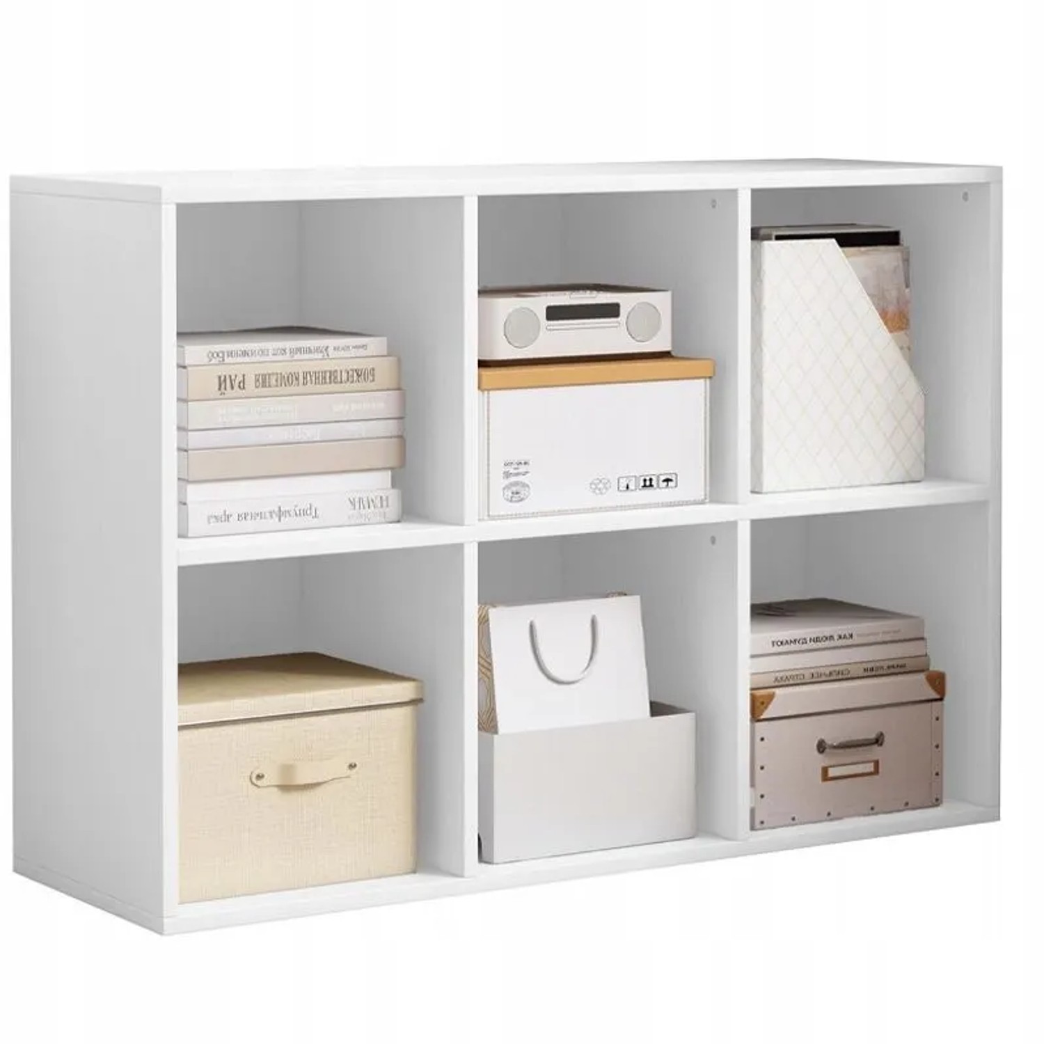 Rebiko Offenes Regal Kommode Würfel 2x3 Geräumig Weiß für Bücher Büro Modern