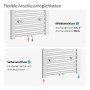 Emke Badheizkörper: Detailansicht der flexiblen Anschlussmöglichkeiten (Mitte/Seite) des weißen Handtuchwärmers.