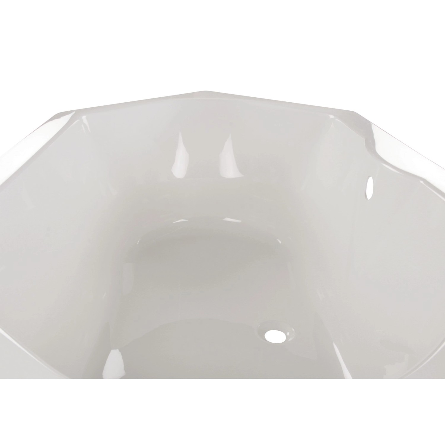 Detailansicht der weißen Calmwaters Sechseck-Badewanne Exclusive aus Acryl, eine Duowanne für zwei Personen.