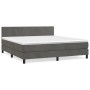 Dunkelgraues vidaXL Boxspringbett (160x200 cm) mit Matratze und Samtbezug.
