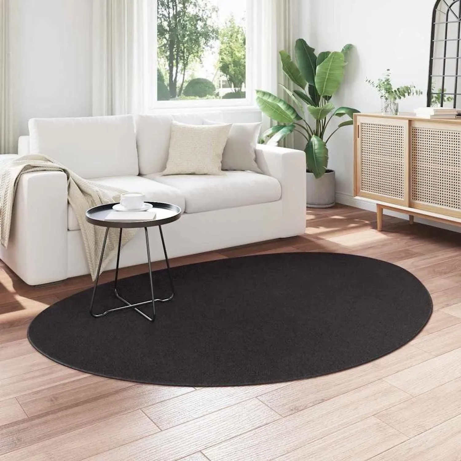 Schwarzer vidaXL Teppich HUARTE, 140x200 cm, aus Polyester. Kurzflorteppich für Wohnzimmer.