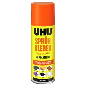Uhu Sprühkleber, 200ml Dose, transparent und permanent für Papier, Karton, Kunststoffe und Styropor®.
