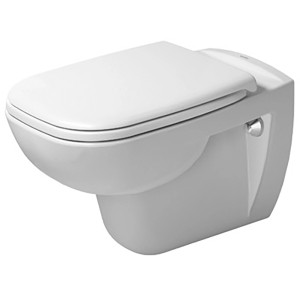 Weißes Duravit Wand-WC D-Code, 54,5 cm, spülrandlos. Tiefspüler für 4,5L Spülwasser.