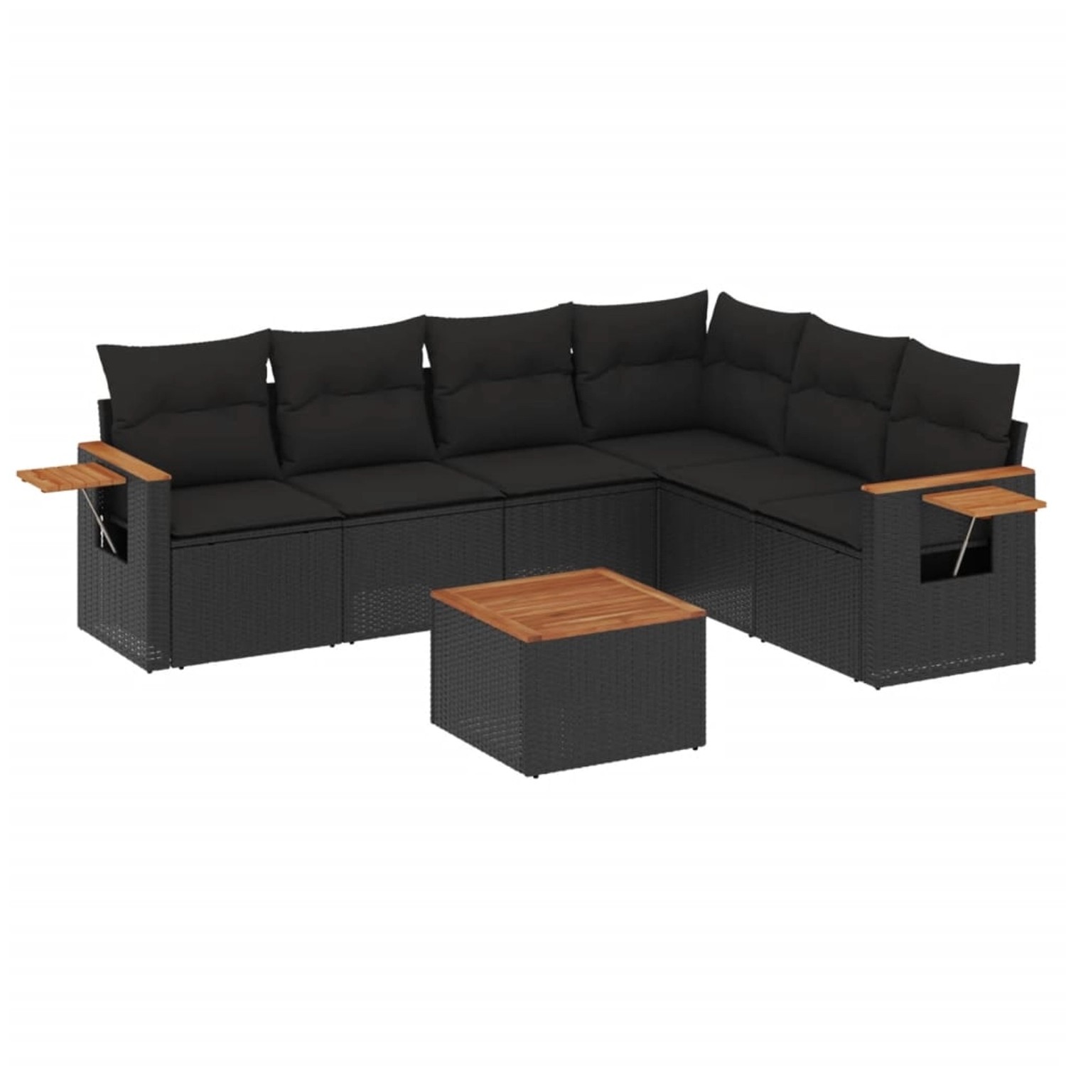 vidaXL 7-Tlg Garten-Sofagarnitur mit Kissen Schwarz Poly Rattan 3226846 günstig online kaufen